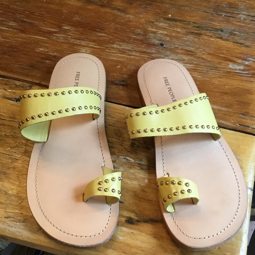 Free People Yellow Double-Stud Slide Sandals